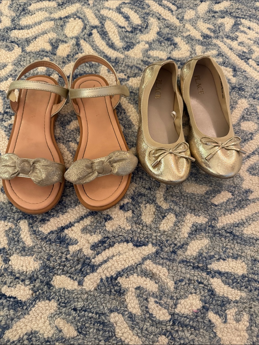 The Children's Place Girls Gold Metallic ballet flats and gold sandals